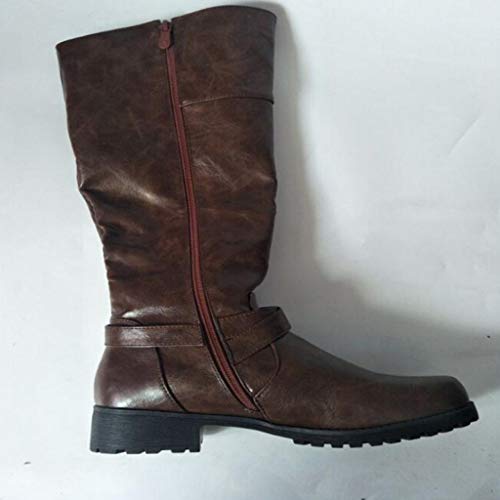 Botas para Mujer Invierno Tacón Ancho Bajo PAOLIAN Botas Camperas Mujer Alto Rodilla Fiesta Casual Botas Biker Moto Piel Sintético con Cremallera Zapatos Mujer Vestir Otoño Moda