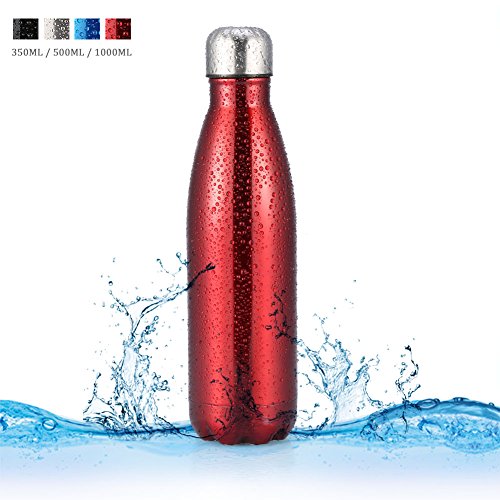  Botella de Agua de Acero Inoxidable Portátil Botella Aislada al Vacío Botella Térmica para Deportes Al Aire Libre Camping Senderismo Picnic Ciclismo ( Capacity : 350ML , Color : Rojo ) 