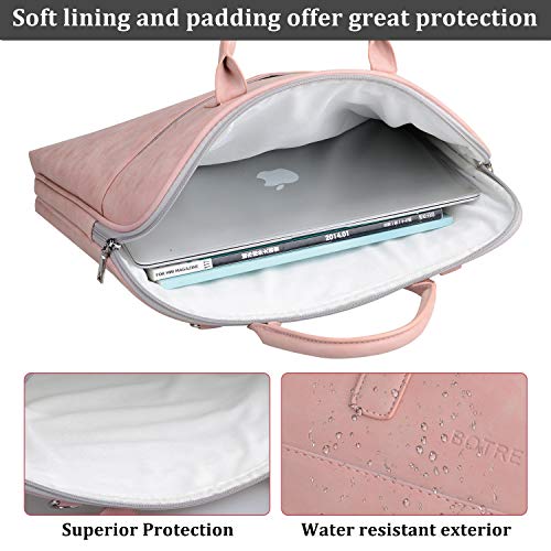 BOTRE 13-15.6 Pulgadas Bolso de Mujer Bandolera Ordenadores Multifuncional Maletín Hombre Funda para Portátil Macbook Air iPad Moda y Negocios (15.6 Pulgadas, Rosa)