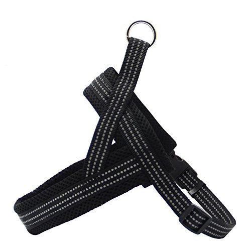 BPS® Arnés Correa para Perros Mascotas Collar Ajustable 4 Tamaños Colores para Elegir para Perro Pequeño Mediano y Grande (M, Negro) BPS-3882N