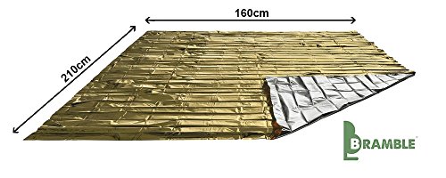 BRAMBLE! - 10 Piezas - Manta de Aluminio de Emergencia, Manta de Supervivencia Térmica, 210x160cm - Multi-Uso, Impermeable & Durable - Primeros Auxilios Kit Supervivencia Cámping etc.