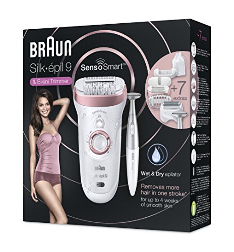 Braun Silk-épil 9 9/890 Wet&Dry Depiladora Eléctrica Inalámbrica Con Tecnología SensoSmart, Con 7 Accesorios, Color Oro/Rosa