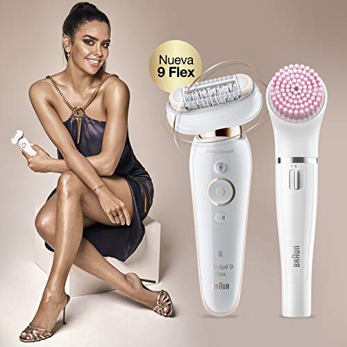 Braun Silk-épil 9 Flex 9100 Set de belleza, depiladora eléctrica mujer con cabezal flexible para depilación fácil, blanco