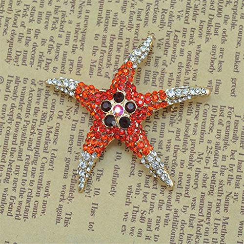 Broches para Vestidos Broches Ropa De aleación de Broche Moda Broche Gran alfileres de Seguridad Broche de Esmalte Estrella de mar Broche Red