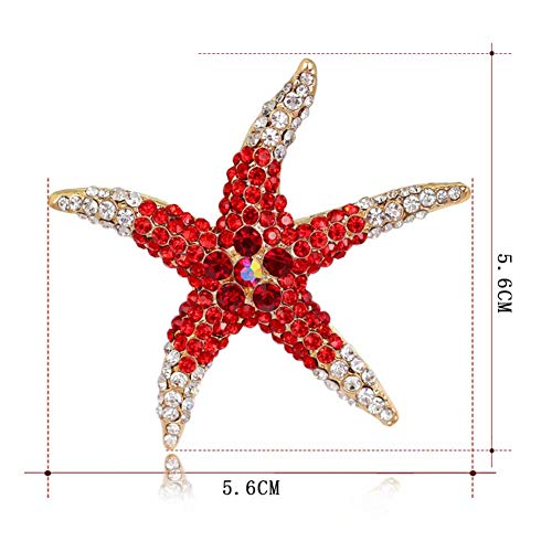 Broches para Vestidos Broches Ropa De aleación de Broche Moda Broche Gran alfileres de Seguridad Broche de Esmalte Estrella de mar Broche Red