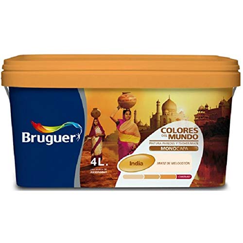 bruguer 106171 Pintura paredes y techos, India melocotón natural, 4 litros