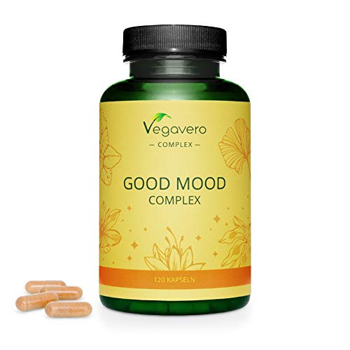 Buen Humor Complex Vegavero® | 100% Natural | Ansiedad & Estrés | Azafrán + Bacopa Monnieri + Ginkgo Biloba + Melisa + Pasiflora | Estrés + Insomnio + Irritabilidad | 180 Cápsulas