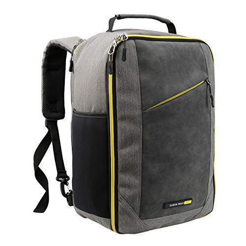 Cabin Max Manhattan Stowaway 40x25x20cm – Maleta de Cabina para Ryanair 40x20x25 Maleta de Viaje Nuevas Regulaciones sobre Equipaje Gratuito en Vuelos de Ryanair (Yellow Detail)