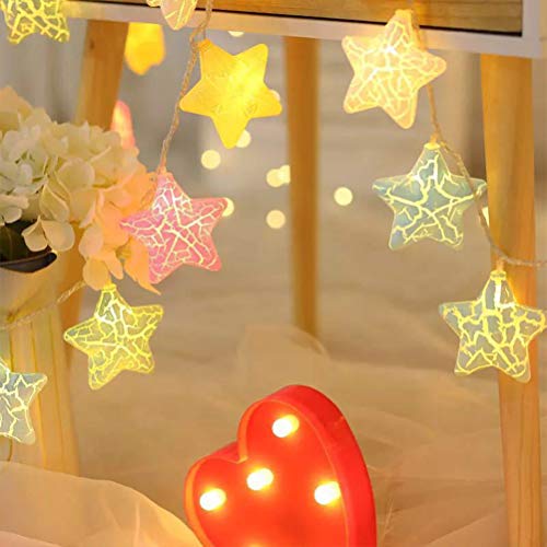 Cadena de luces LED con forma de estrella, 20 ledes, para interior y exterior, decoración de habitaciones, guirnalda de pilas, Navidad, cumpleaños, jardín, fiesta, habitación infantil, 3 m color