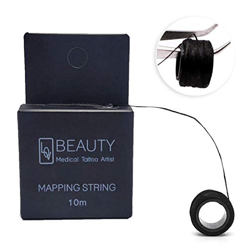 Cadena de mapeo de cejas pre-entintada, 10 metros Microblading Micronumbing Mapping String hilo de rosca para cejas henna cejas, marcado de cejas simétricas