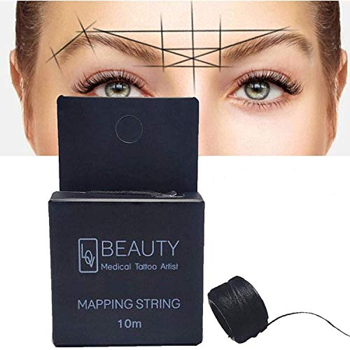 Cadena de mapeo de cejas pre-entintada, 10 metros Microblading Micronumbing Mapping String hilo de rosca para cejas henna cejas, marcado de cejas simétricas