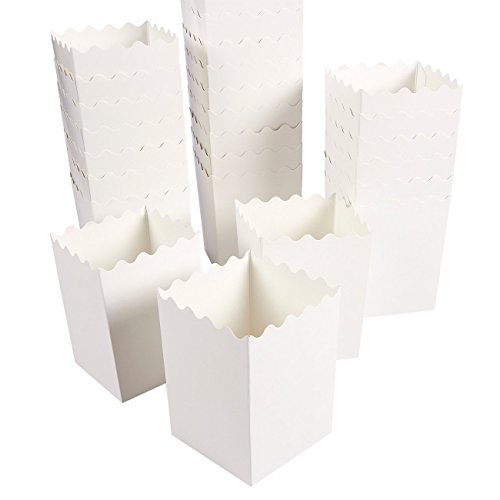 Cajas de palomitas de maíz (juego de 100) – Contenedores de palomitas de maíz de 16 oz – Ideal para fiestas, noches de cine, baby & Bridal duchas – (blanco) – 3 x 10 cm