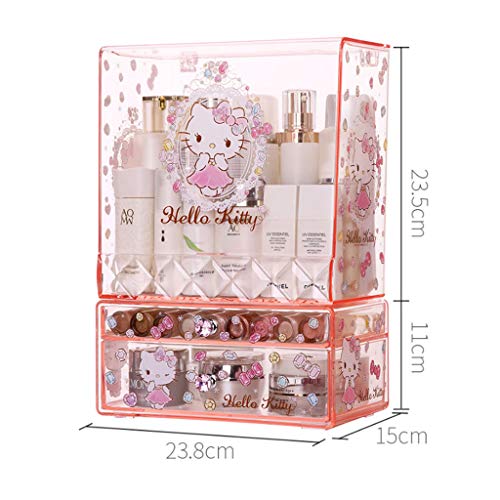 Cajas y Soportes Caja De Maquillaje para Niña Linda Dama Hellokitty Funda para Polvo De Escritorio Caja De Almacenamiento para El Cuidado De La Piel Cosmética Princesa Caja De ALM