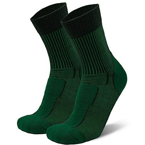 Calcetines Ligeros de Senderismo y Trekking de Lana Merino 1 par (Verde Oscuro, EU 35-38)