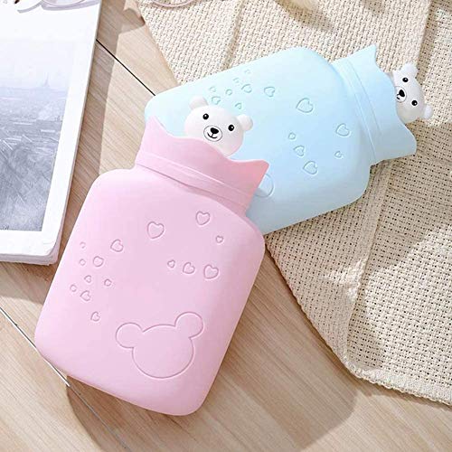 Calefacción Botellas de Agua Caliente con Fundas Tejidas Seguro Duradero Portátil Gel de Sílice Oso Calentadores de Manos Invierno Cálido Navideños Regalo Proteccion (Color : Pink)