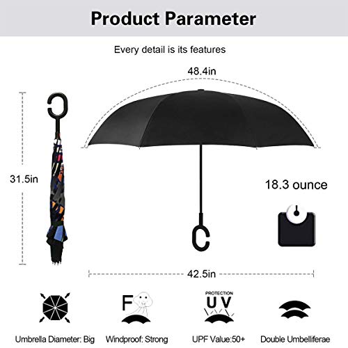 Calvin and Hobbes Goku Vs Frieza Dragon Ball Z Paraguas invertido de Doble Capa para el Reverso del Coche, Plegable, hacia Abajo con Forma de C, Ligero y Resistente al Viento, Regalo Ideal