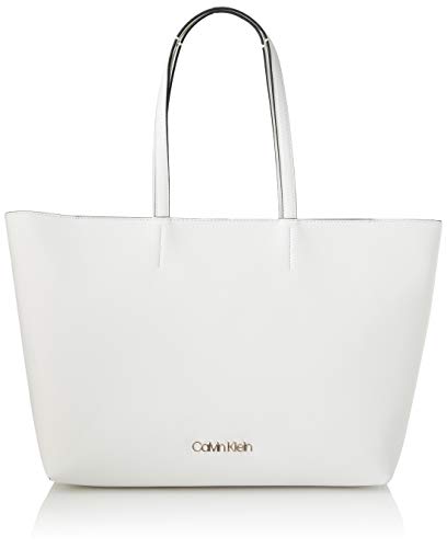 Calvin Klein - Ck Must Shopper Md Cav, Bolsos totes Mujer, Blanco (White), 1x1x1 cm (W x H L)