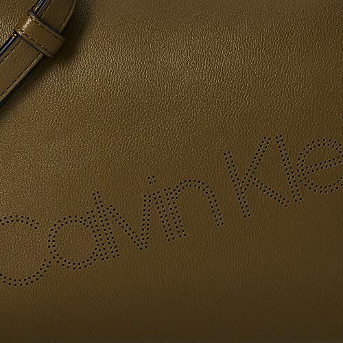 Calvin Klein Punched EW Xbody, Bolso con Bandolera para Mujer, Verde (Drk Olive), 6x17x24 centimeters (W x H x L)