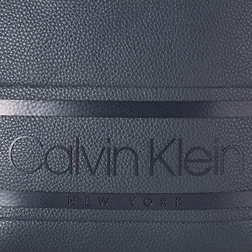 Calvin Klein - Striped Logo Pu Flat Crossover, Shoppers y bolsos de hombro Hombre, Gris (Blackwhite Grey), 1x1x1 cm (W x H L)