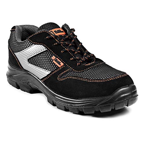 Calzado Deportivo Masculino de Seguridad con Puntera Ultraligera de Zapatos de Trabajo al Tobillo Kevlar S1P SRC 1997 Black Hammer Black Hammer (43 EU)