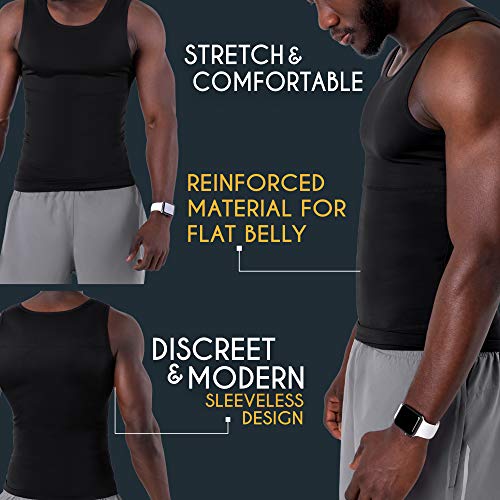 Camiseta Compresión Hombre - Camiseta Deportiva Hombre Compresion - Corrector Postura Espalda hombre - Afina la Cintura - Ropa Interior Hombre Efecto Faja Reductora - Camisetas sin Manga Hombre