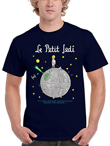 Camisetas La Colmena Le Petit Jedi (Saqman) Camiseta, Azul Marino, XL