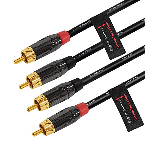 Canare L-4E6S - Cable de interconexión de audio balanceado con anfenol ACPL (cuerpo negro cromado), conectores RCA chapados en oro, direccionales