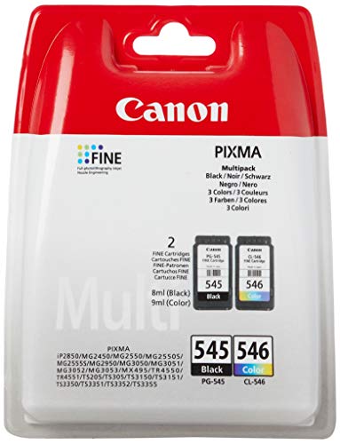 Canon PG-545+CL-546 Cartucho Multipack de tinta original Negro y Tricolor para impresora de inyeccion de tinta Pixma