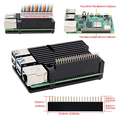 Carcasa de disipador térmico Raspberry Pi 4 con ventilador Dual, carcasa de aleación de aluminio Raspberry Pi 4B/carcasa de refrigeración pasiva para Pi 4 Modelo B solamente (Sin ventilador-Negro)