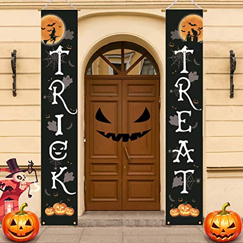 Cartel colgante de Halloween para parejas, trucos o tratos, decoración de pórtico de Halloween, decoración de puerta de Halloween, cortina de puerta de Halloween,festival de fantasmas,cortina colgante