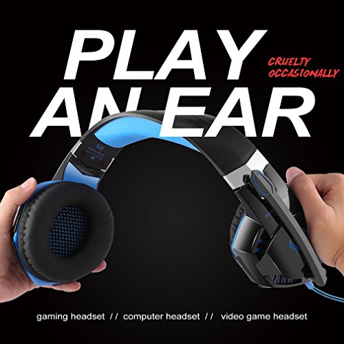 Cascos Gaming, Auriculares Gaming con Micrófono Headset Mac Estéreo Juego Gaming Jack 3,5mm LED Bajo Ruido Compatible con PC / Xbox One / Móvil / etc