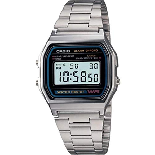 CASIO A158 - Reloj de Pulsera con Correa de Acero Inoxidable