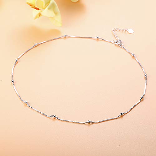 CASSIECA Collares Dobles Plata de Ley 925 para Mujeres Niñas Collar Delicado con Colgantes de Pequeña Estrella Cadena de Clavícula Collar Regalo