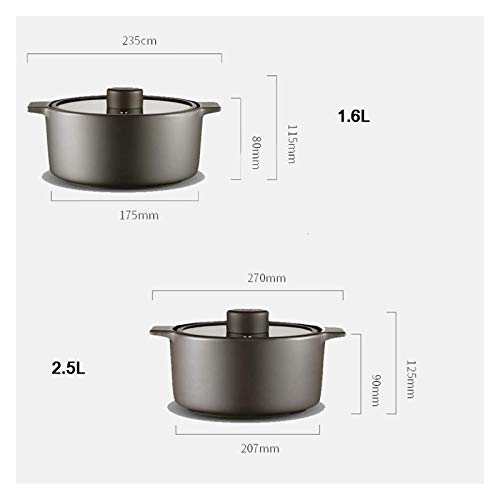 Cazuela olla de cocción lenta grande for Estofar cocción lenta Olor lenta Simmering antiadherente resistente Pan Plato Pan Con Visual Tapa Negro adecuado for la familia de la cocina un sabor delicioso