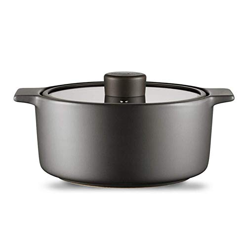 Cazuela olla de cocción lenta grande for Estofar cocción lenta Olor lenta Simmering antiadherente resistente Pan Plato Pan Con Visual Tapa Negro adecuado for la familia de la cocina un sabor delicioso