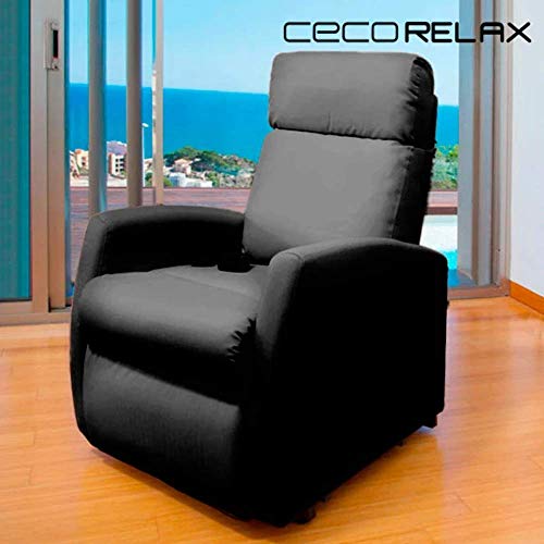 Cecotec Sillón Relax de Masaje Compact, Función Calor, 5 Programas, 3 Intensidades, 8 Motores, Mando de Control, Bolsillo portaobjetos, Polipiel, Negro