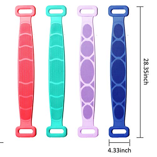 Cepillo de silicona para espalda Cepillo de baño para el cuerpo: Nueva versión 2020 Limpiador de espalda Exfoliante de ducha para masaje de espalda, Arandela de silicona de doble cara alargadora（azul）