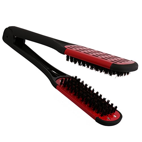 Cepillo Plancha de Pelo De Desenredar Peine Alisador Para Todo Tipo de Cabello Rojo