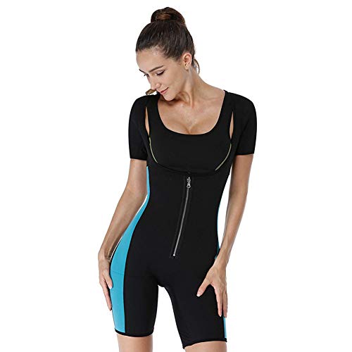 Cestbon Deportes Aptitud Mono Mujer Sauna Sudor Traje Neopreno Adelgazante Fajas Completo Cuerpo Moldeador Adecuado por Ejercicio Rutina De Ejercicio Gimnasio Disfraz,Negro,XL