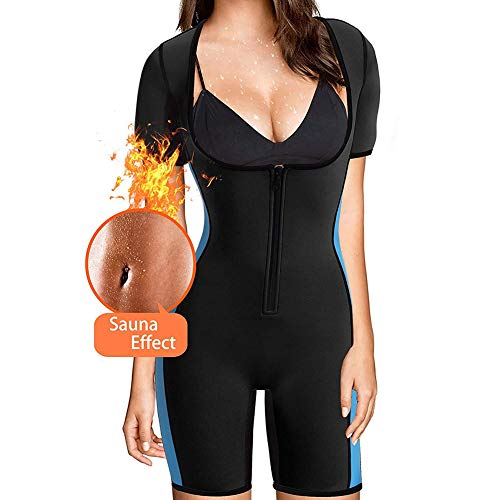 Cestbon Deportes Aptitud Mono Mujer Sauna Sudor Traje Neopreno Adelgazante Fajas Completo Cuerpo Moldeador Adecuado por Ejercicio Rutina De Ejercicio Gimnasio Disfraz,Negro,XL