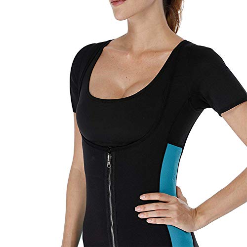 Cestbon Deportes Aptitud Mono Mujer Sauna Sudor Traje Neopreno Adelgazante Fajas Completo Cuerpo Moldeador Adecuado por Ejercicio Rutina De Ejercicio Gimnasio Disfraz,Negro,XL