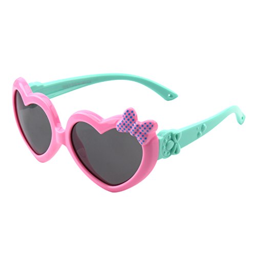 CGID gafas de sol polarizadas de goma suaves en forma de corazón con marco flexible 100% Protección UV400 para niños de 3-10 años, K78