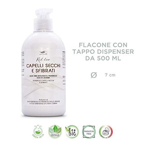 Champú (sin sulfates Cabello secas y abimes Raides 500 ml Professional Bio Natural Aceite Gel Mujer y Hombre Cabello Colore 'crepus con Keratine Aloe Vera Organic Natural