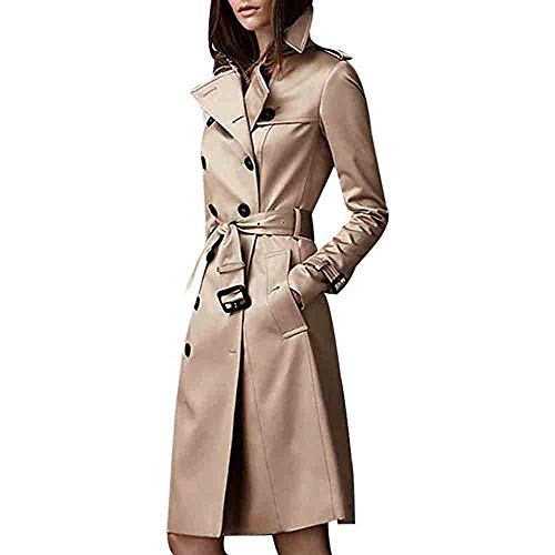 Chaquetas Traje Largas Elegantes Rebajas Invierno para Mujer,PAOLIAN Gabardina Trench con cinturón otoño Señora Moda Ropa de Abrigo de Solapa Tallas Grandes Rompevientos Clásico