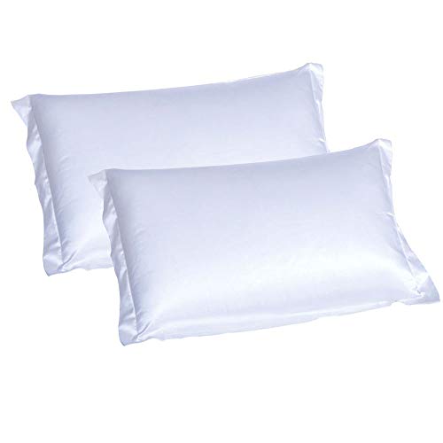 CHRISLZ 2pcs funda de almohada de seda estándar 50 * 75CM sedoso suave y arruga libre puro Color seda funda sin cremallera