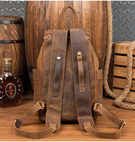 Chunjiao Retro Cuero de Caballo Mochila Mochila Bolsa de Piel de Vaca Loca Tendencia de los Hombres de Cuero Mochila de Cuero de los Hombres de la computadora de Viaje Mochila de Moda