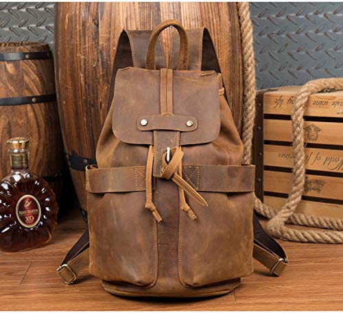 Chunjiao Retro Cuero de Caballo Mochila Mochila Bolsa de Piel de Vaca Loca Tendencia de los Hombres de Cuero Mochila de Cuero de los Hombres de la computadora de Viaje Mochila de Moda