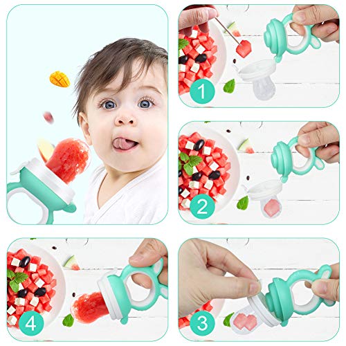 Chupete Fruta Bebe,DIAOCARE Alimentador Antiahogo de Fruta Para Bebés y Niños Pequeños,Sin BPA,Incluye 3 piezas de Todos los Tamaños Sacos de Silicona