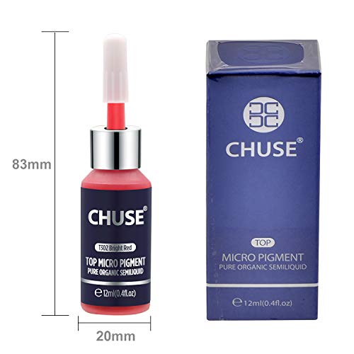 CHUSE T302 Rojo brillante Microblading micro pigmento permanente maquillaje tatuaje tinta color cosmético pasó SGS, DermaTest 12 ml (0.4fl.oz)