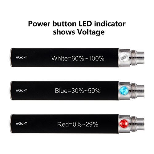 Cigarrillo Electronico, E-Cigarrillo E-líquido Ego T2 Kits IXIGER®：2 X 1100mah Batería Recargabla +8 X CE4 1.6ml Atomizador +6 X 10ml E-líquido(50%PG:50%VG) 0 mg Nicotina ( nergo+blanco)